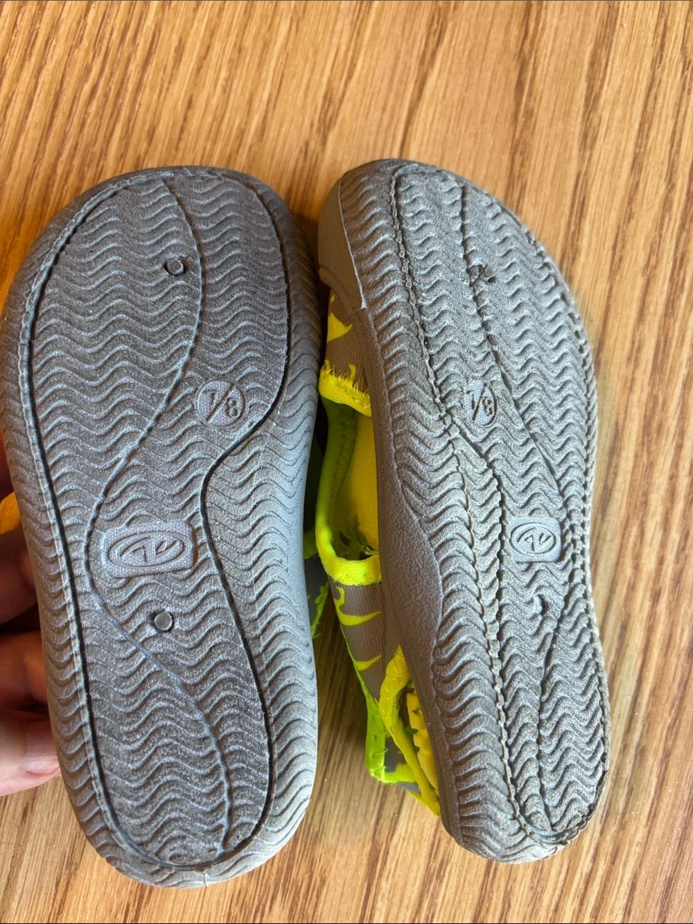 Kids Neon Green Dinosaur Water Shoes - Gray
